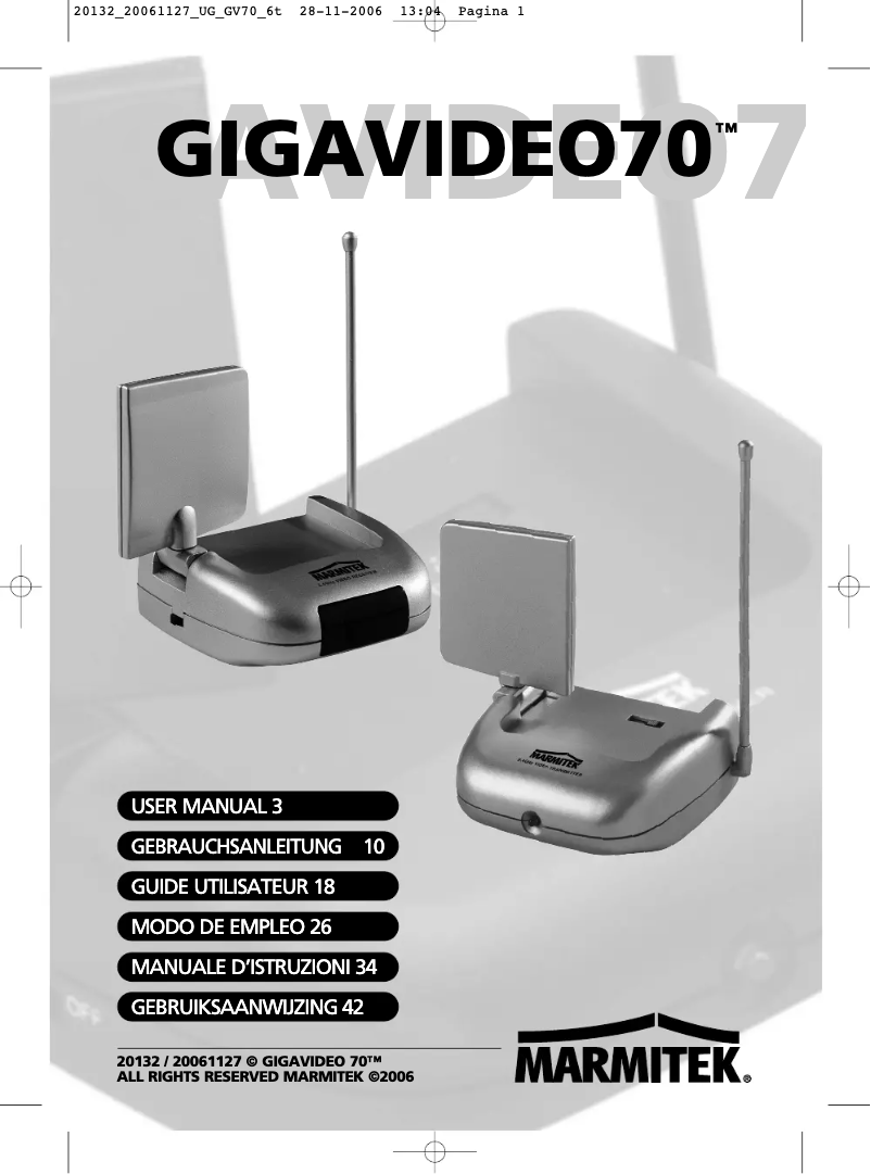 Page 1 de la notice Manuel utilisateur Marmitek GigaVideo 70