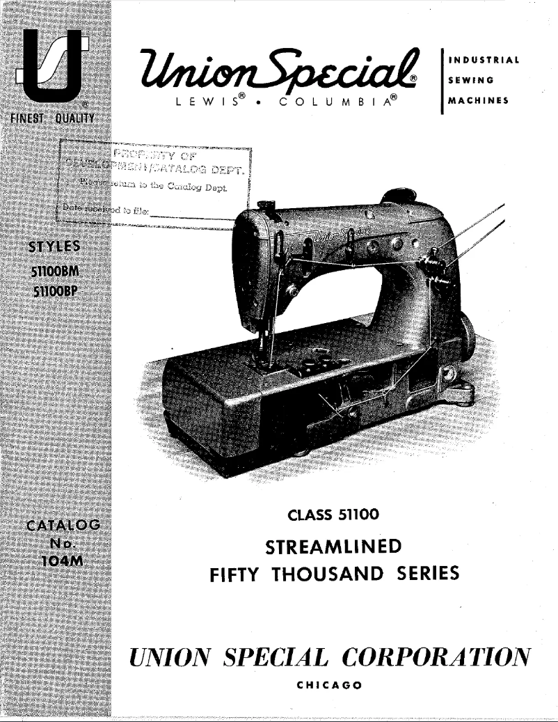 Page n°1 - Manuel utilisateur Union Special 51100BP