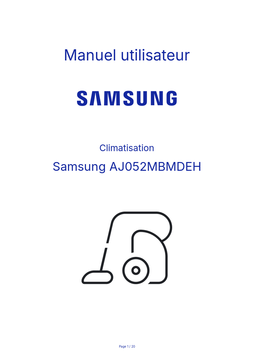 Image de la première page du manuel de l'appareil AJ052MBMDEH