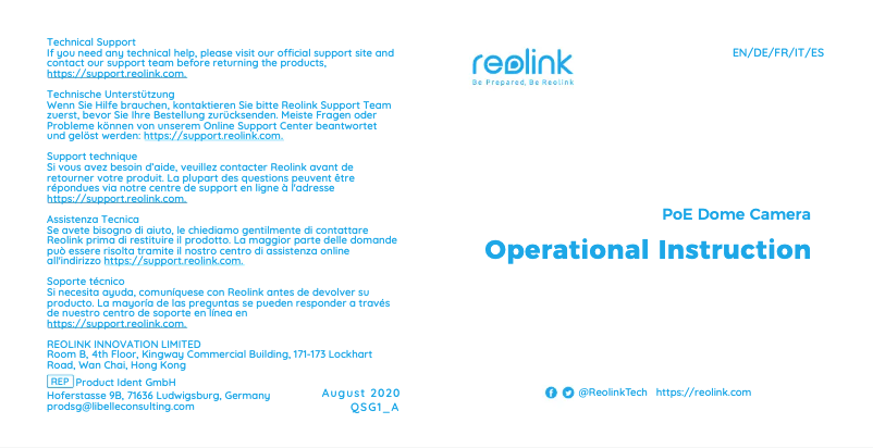 Page n°1 - Manuel utilisateur Reolink RLC-520