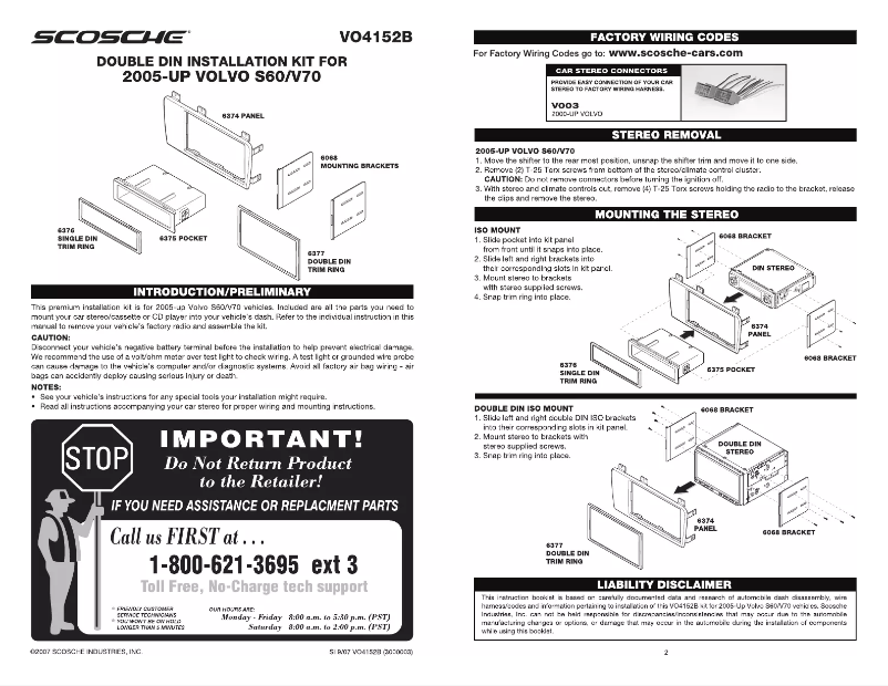 Page n°1 - Manuel utilisateur Scosche VO4152B