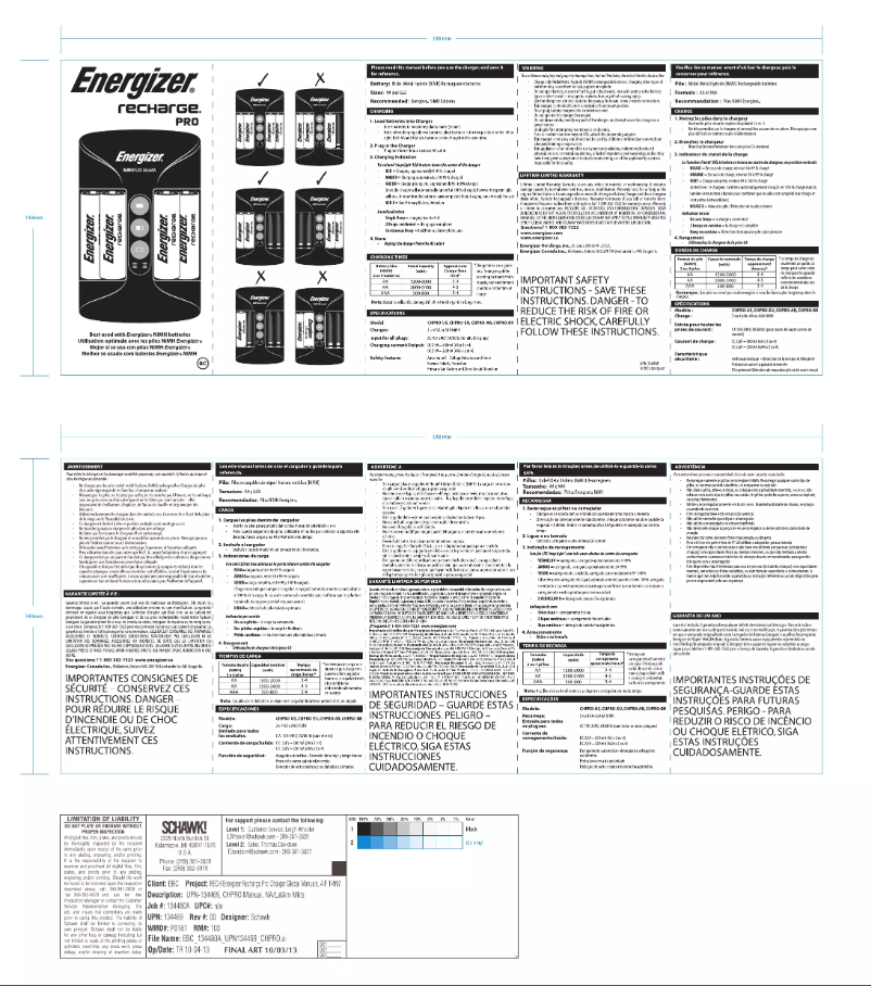 Page 1 de la notice Manuel utilisateur Energizer Recharge Pro