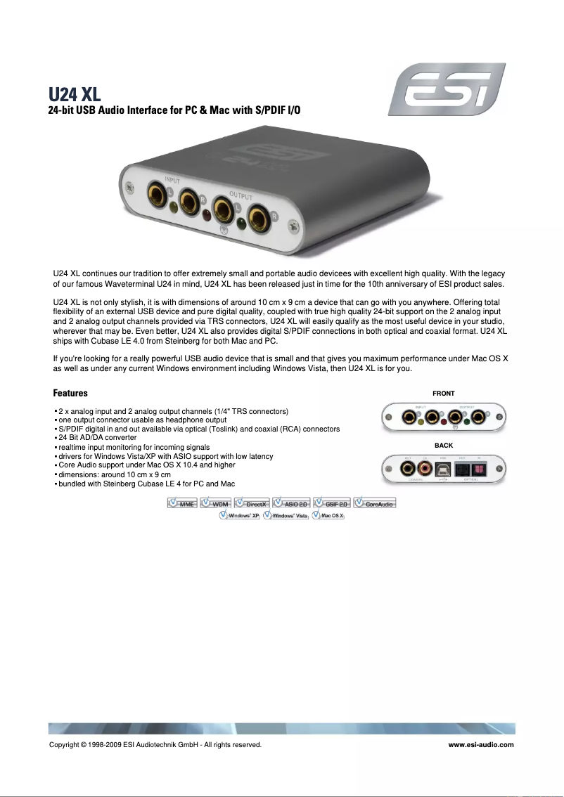 Image de la première page du manuel de l'appareil U24 XL