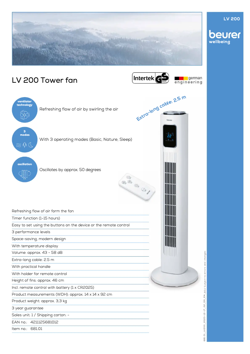 Image de la première page du manuel de l'appareil LV 200