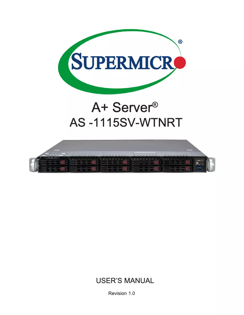 Page 1 de la notice Manuel utilisateur Supermicro SuperServer AS -1115SV-WTNRT