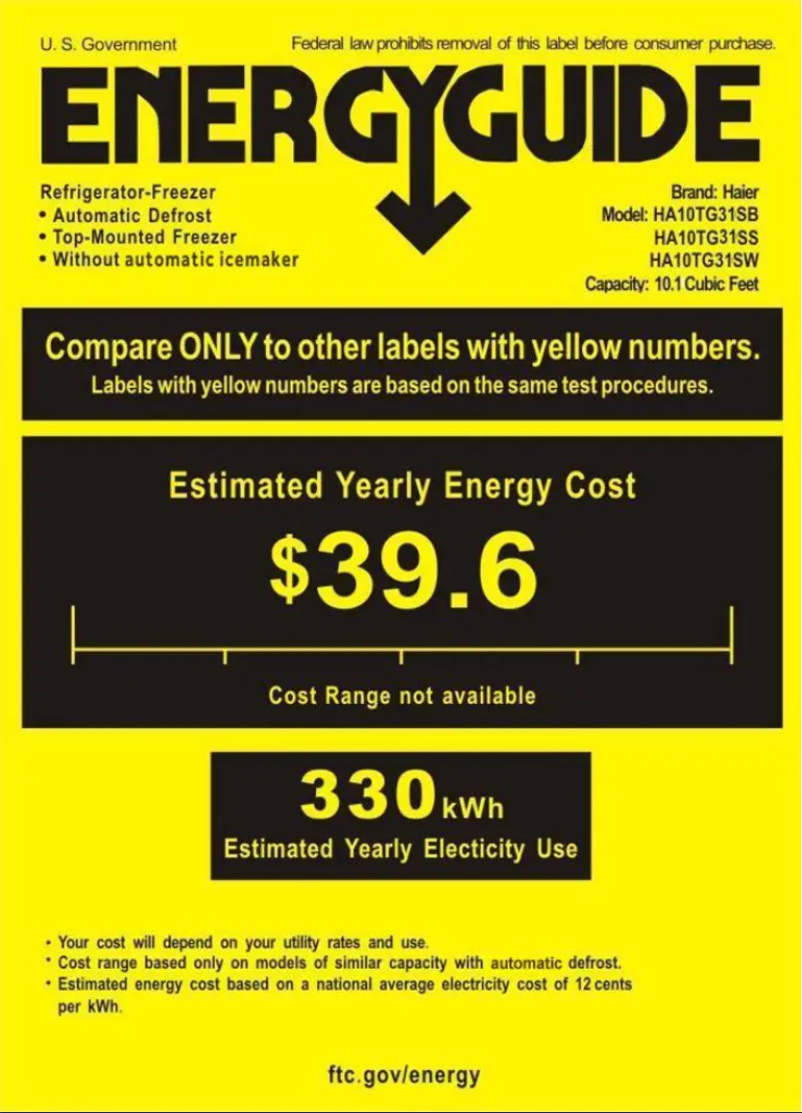 Page n°1 - Label énergétique Haier HA10TG31SW