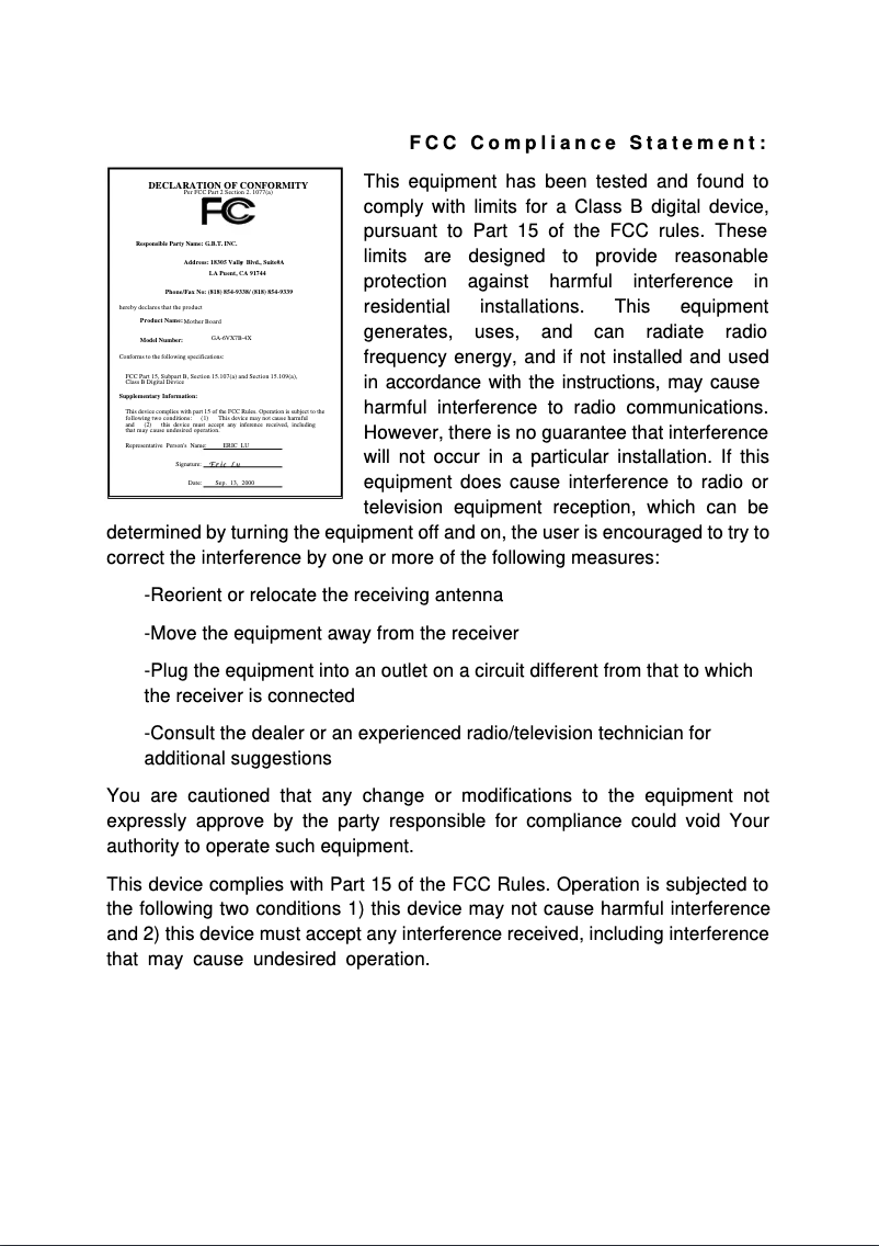 Image de la première page du manuel de l'appareil GA-6VX7B-4X