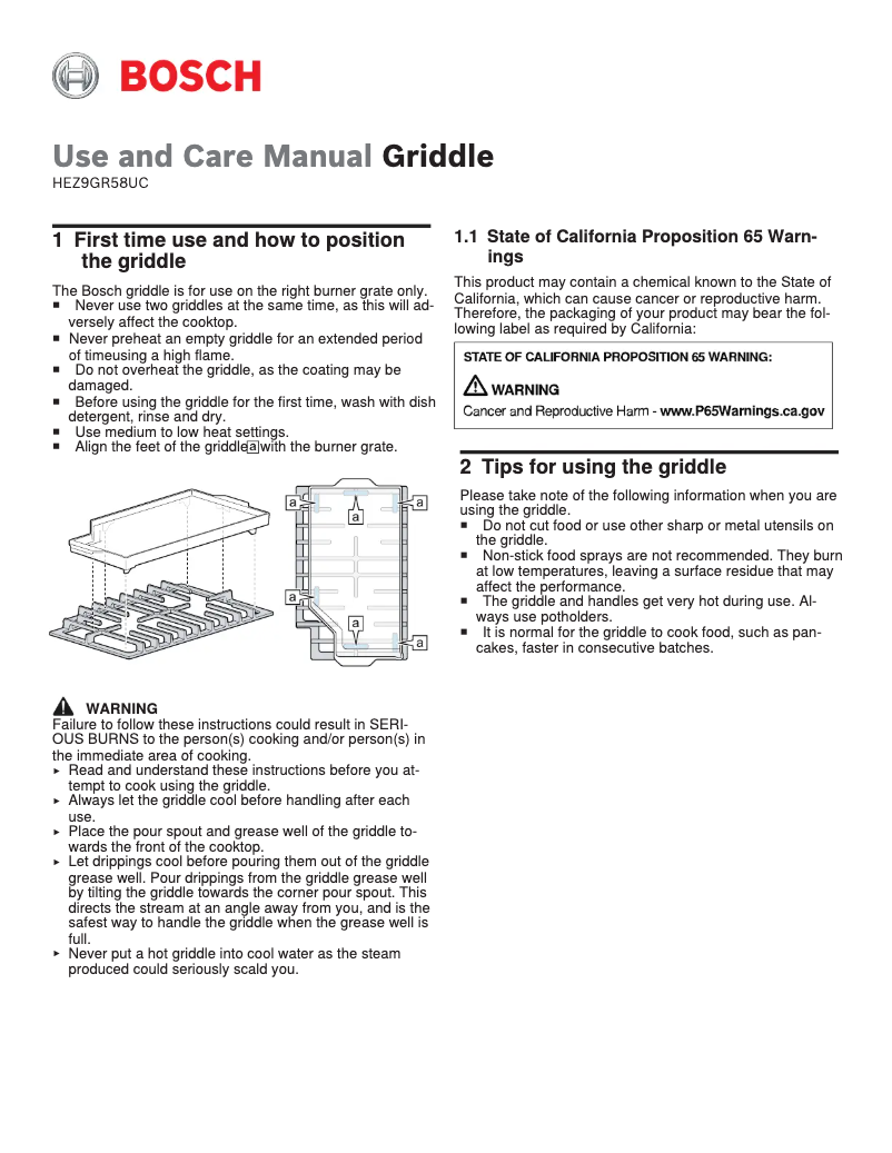 Page 1 de la notice Manuel utilisateur Bosch HEZ9GR58UC