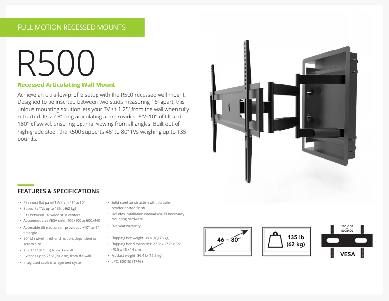 Página 1 del manual Ficha técnica Kanto R500