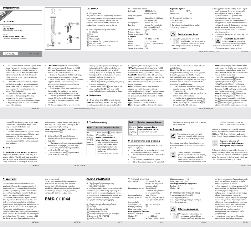 Page n°1 - Manuel utilisateur Livarno Lux IAN 42857