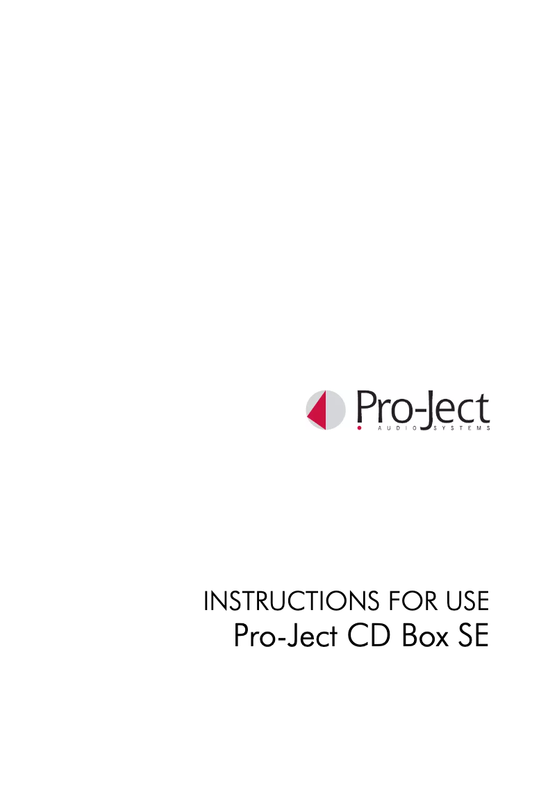 Page n°1 - Manuel utilisateur Pro-Ject CD Box SE