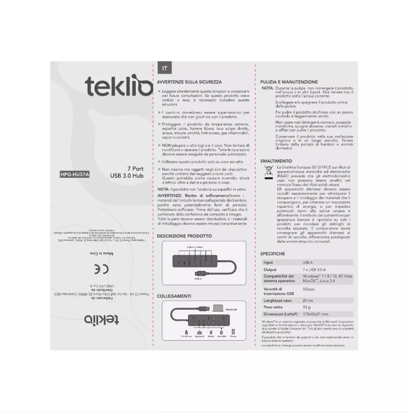 Page n°1 - Manuel utilisateur TEKLIO HPG-HU37A