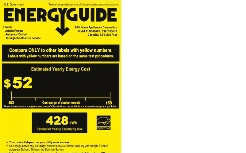 Page 1 de la notice Label énergétique Thermador T18ID900LP