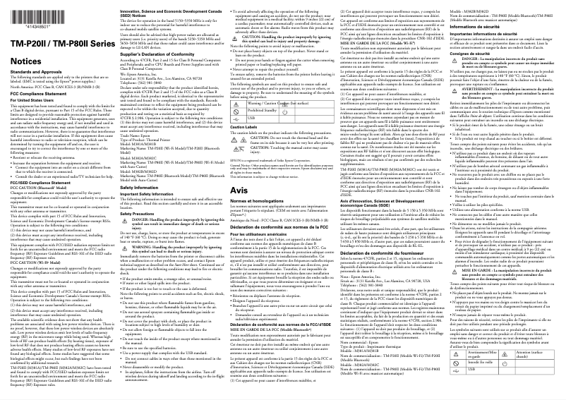 Image de la première page du manuel de l'appareil Mobilink TM-P80II Plus