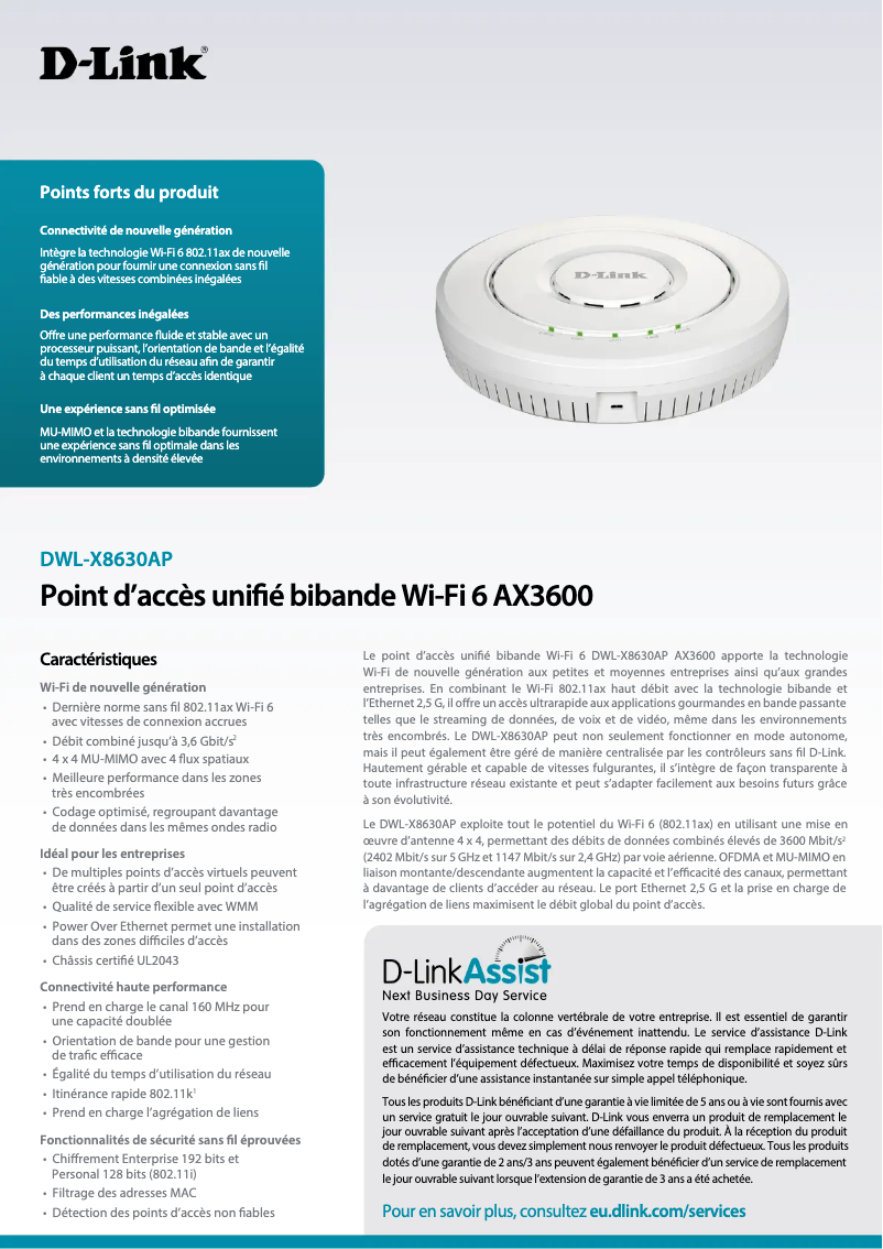 Image de la première page du manuel de l'appareil DWL-X8630AP
