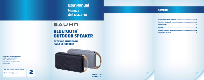 Page 1 de la notice Manuel utilisateur Bauhn Outdoor Speaker with Bluetooth M600D