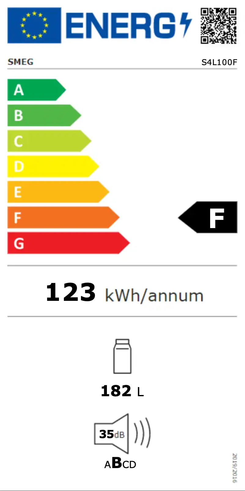 Page n°1 - Label énergétique Smeg S4L100F