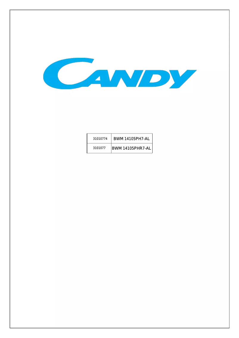 Page n°1 - Manuel utilisateur Candy BWM 14105PH7-AL