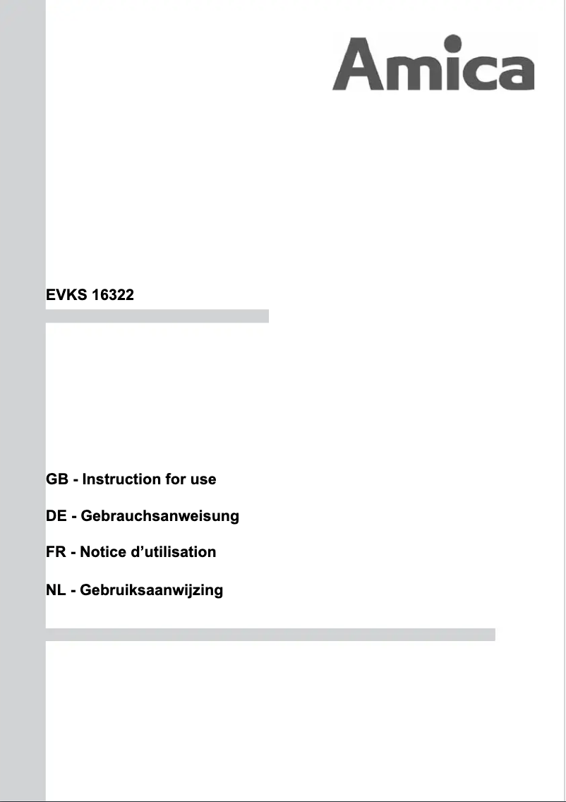 Page n°1 - Manuel utilisateur Amica EVKS 16322