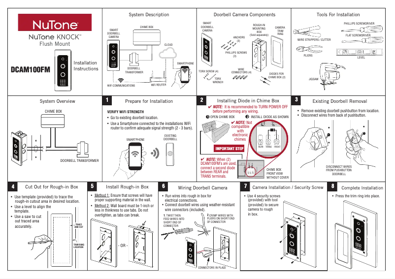 Page n°1 - Guide d'installation NuTone DCAM100