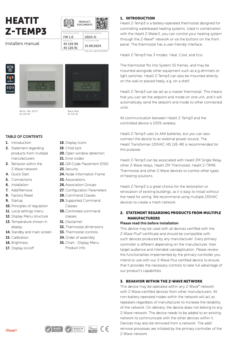Image de la première page du manuel de l'appareil Z-Temp3