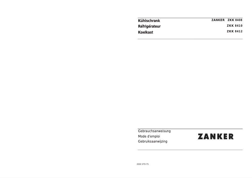 Page n°1 - Manuel utilisateur Zanker ZKK 8410
