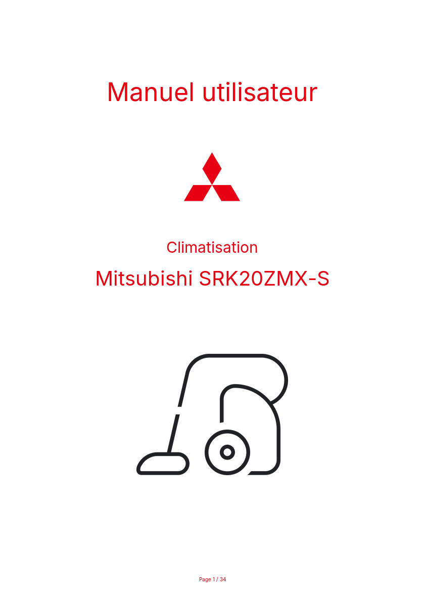 Image de la première page du manuel de l'appareil SRK20ZMX-S