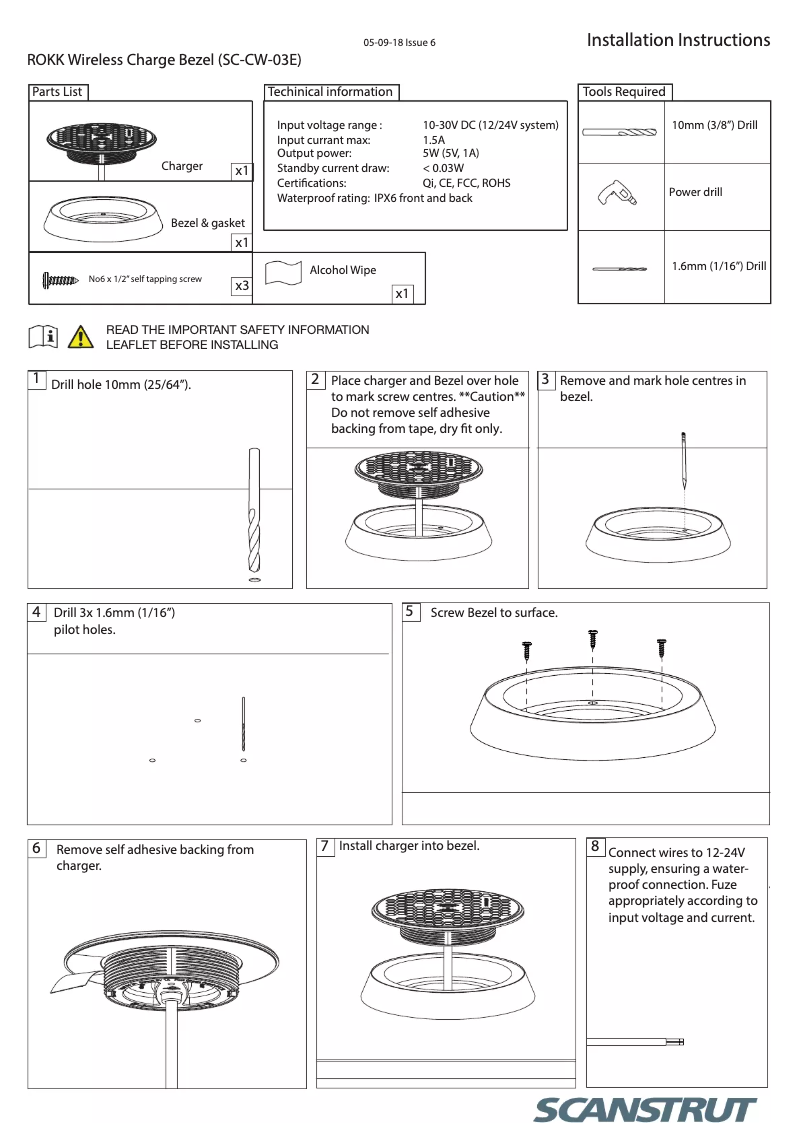 Page 1 de la notice Manuel utilisateur Scanstrut SC-CW-03E