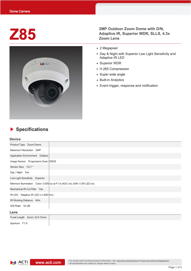 Image de la première page du manuel de l'appareil Z85