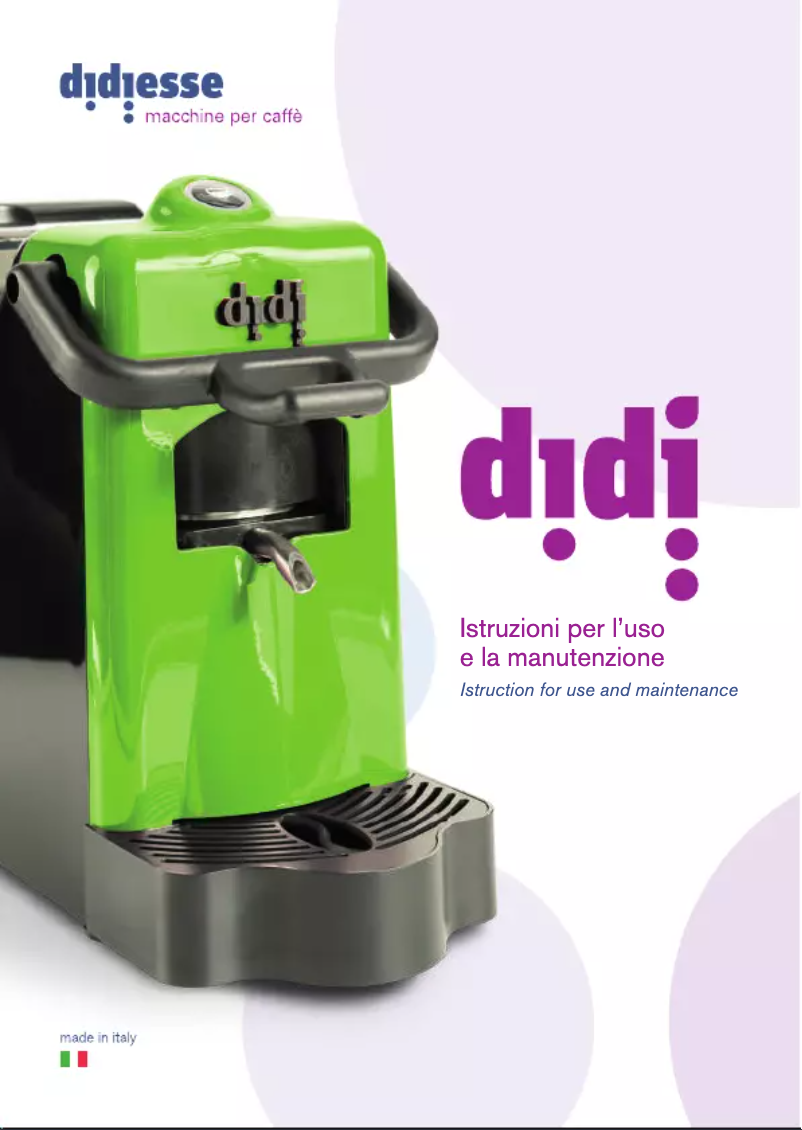Page n°1 - Manuel utilisateur Caffe Borbone Didiesse DiDi
