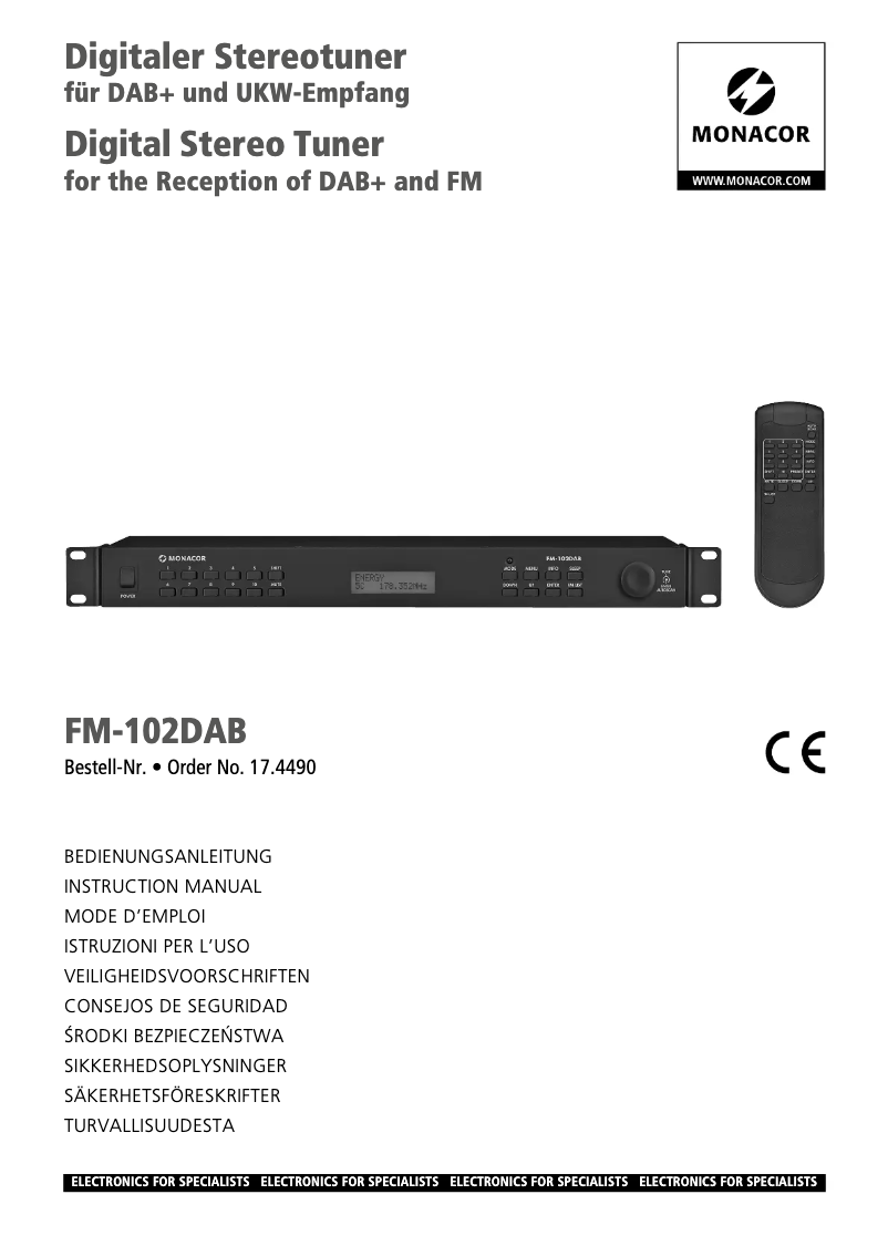 Image de la première page du manuel de l'appareil FM-102DAB