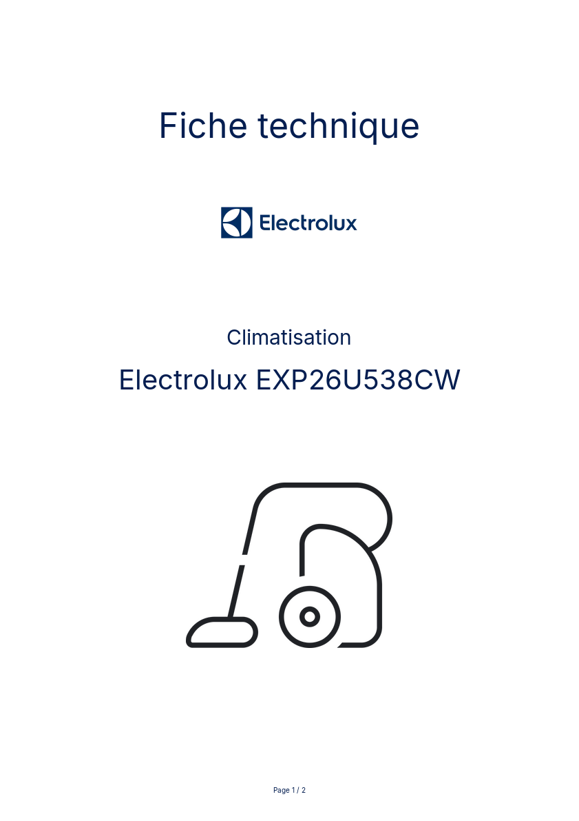 Image de la première page du manuel de l'appareil EXP26U538CW
