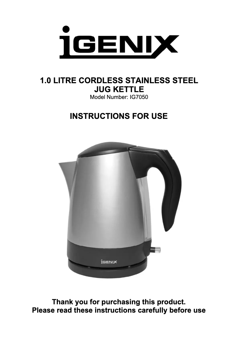 Page 1 de la notice Manuel utilisateur Igenix IG7050