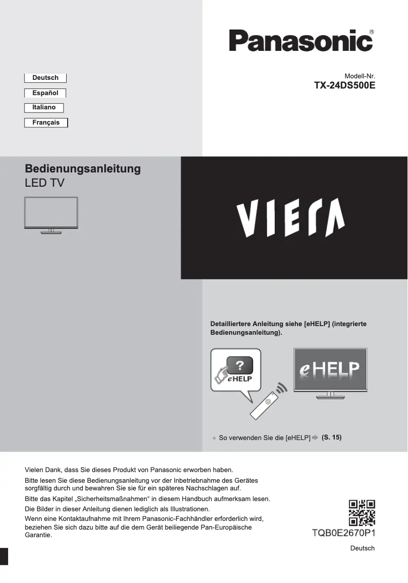 Página 1 del manual Guía de inicio rápido Panasonic Viera TX-24DS500E