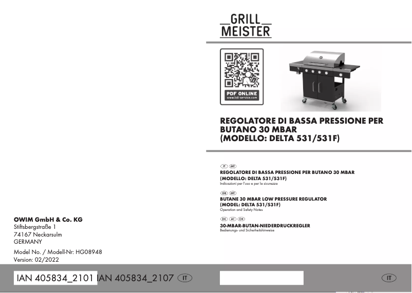 Página 1 del manual Manual de usuario Grillmeister HG08948