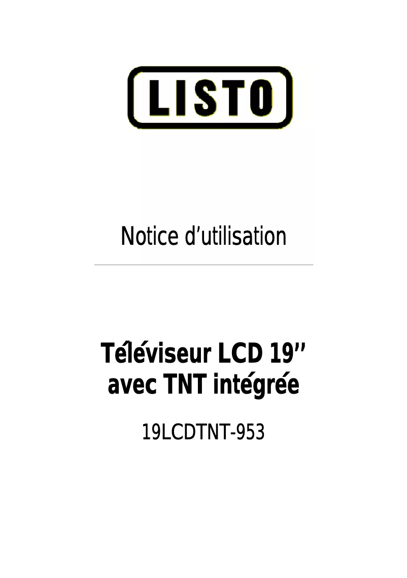 Page 1 de la notice Manuel utilisateur Listo 19LCDTNT-953