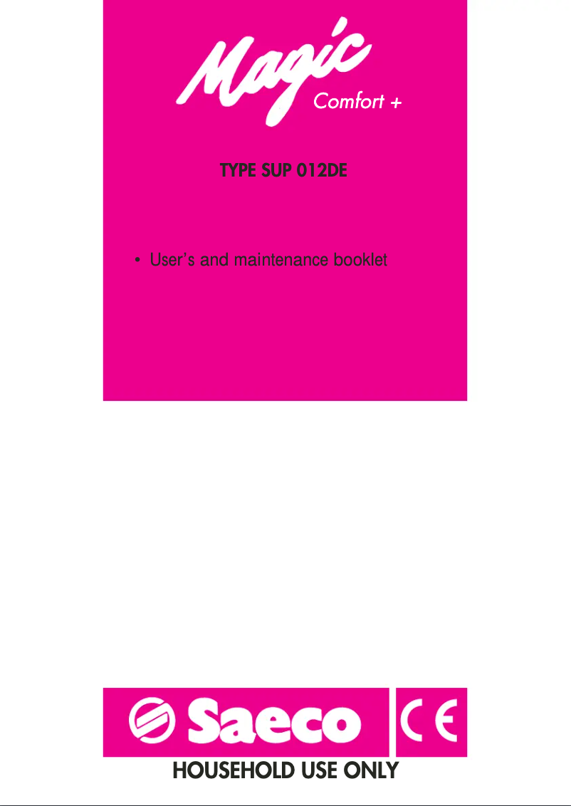 Image de la première page du manuel de l'appareil Saeco Magic Comfort Plus SUP 012 DE