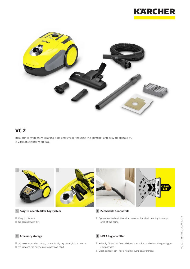 Page n°1 - Fiche technique Kärcher VC 2