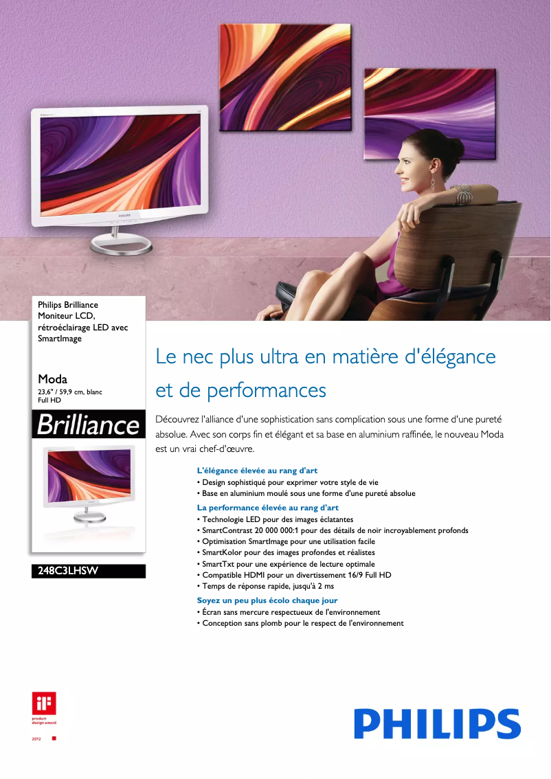 Image de la première page du manuel de l'appareil Brilliance 248C3LHSW