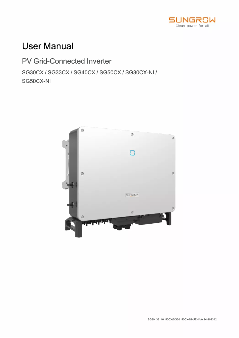 Image de la première page du manuel de l'appareil SG30CX