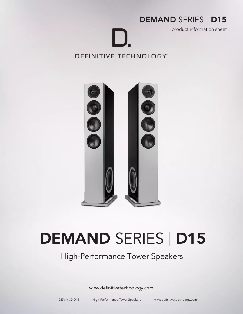 Page 1 de la notice Fiche technique Definitive Technology Demand Series D15