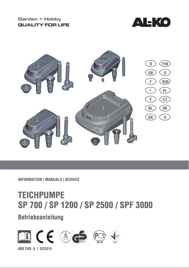 Page n°1 - Manuel utilisateur AL-KO SPF 3000