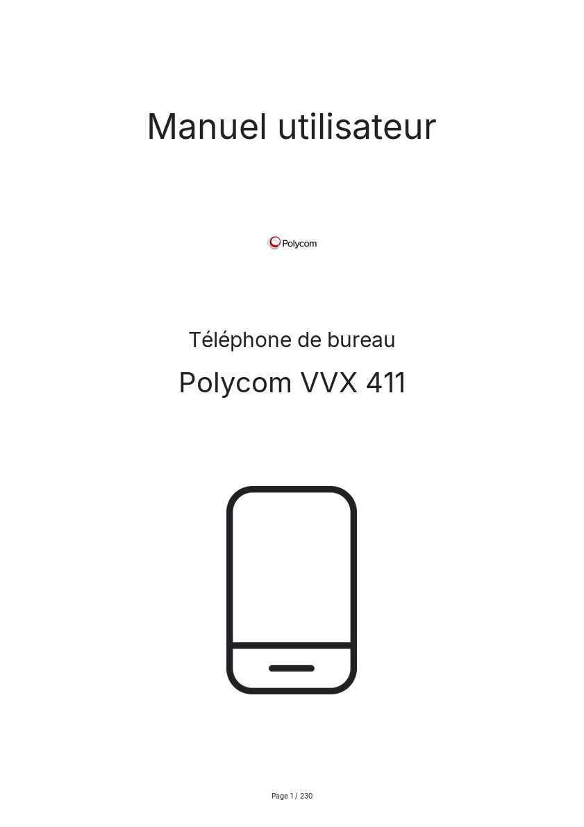 Image de la première page du manuel de l'appareil VVX 411