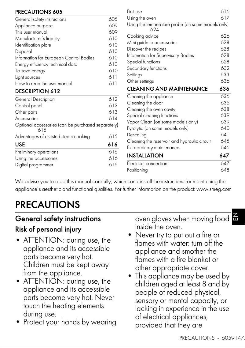 Page n°1 - Manuel utilisateur Smeg SOP6302S2PX