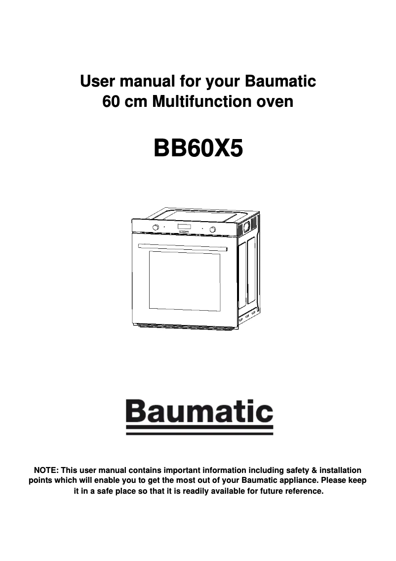 Page n°1 - Manuel utilisateur Baumatic BB60X5