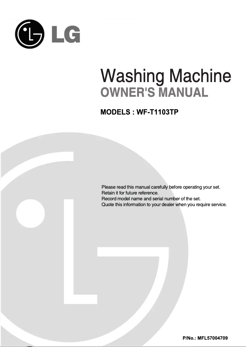 Page n°1 - Manuel utilisateur LG WF-T1103TP