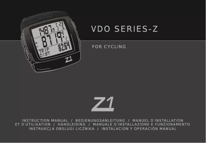Page n°1 - Manuel utilisateur VDO Z1
