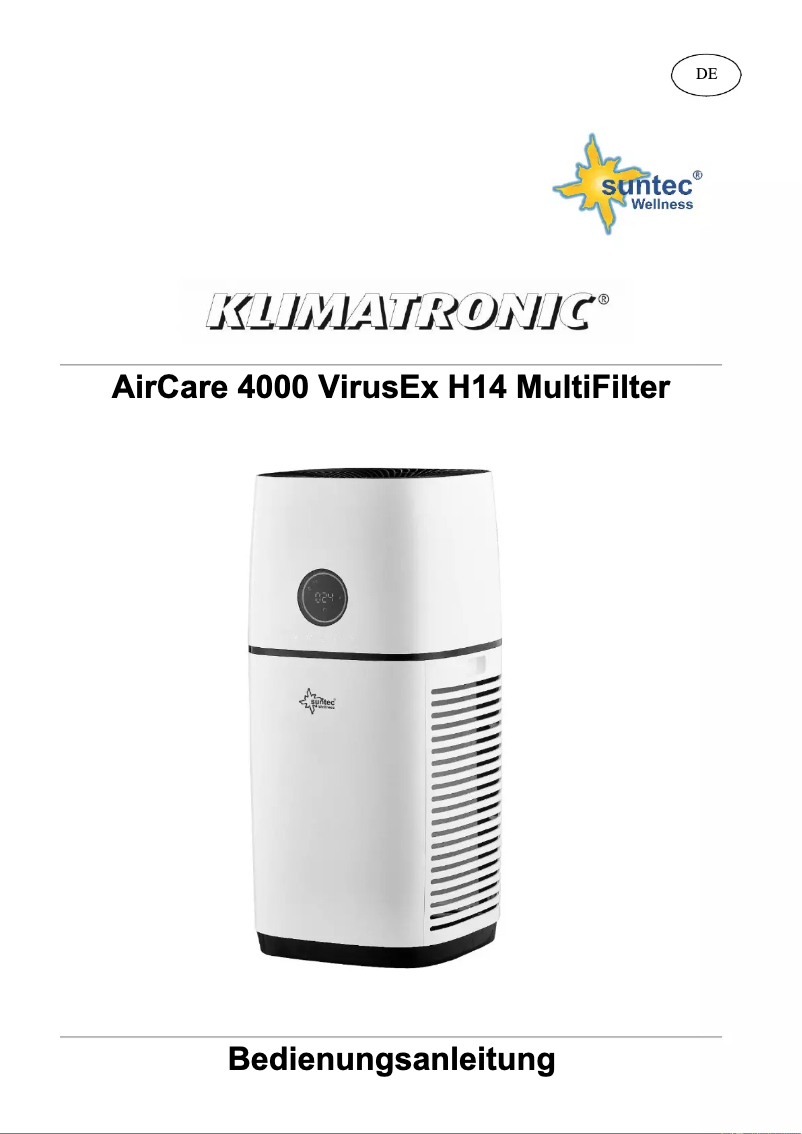 Page n°1 - Manuel utilisateur Suntec AirCare 4000 VirusEx H14 MultiFilter