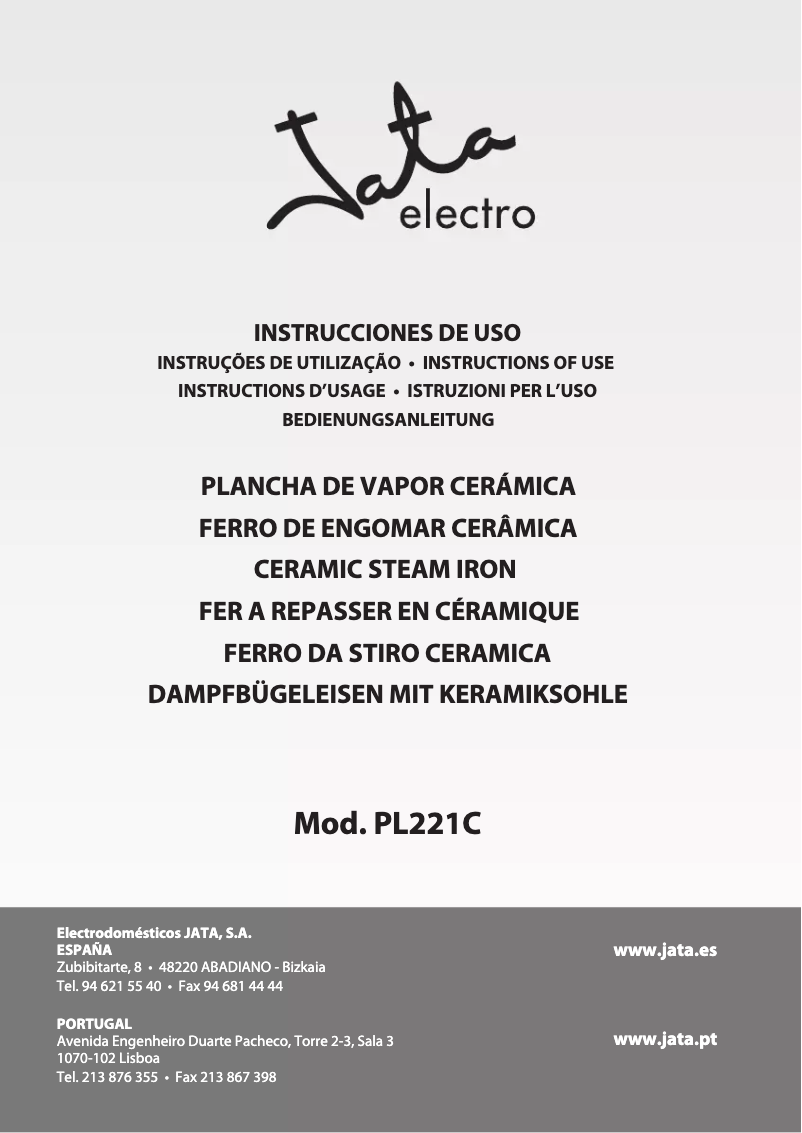 Page 1 de la notice Manuel utilisateur Jata PL221C