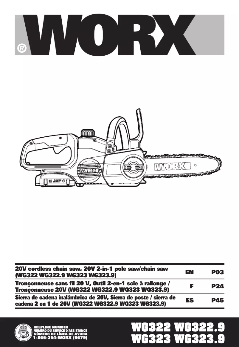 Page 1 de la notice Manuel utilisateur Worx WG322.9